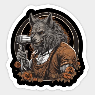 Werewolf hairdresser furry hair stylist design Sticker